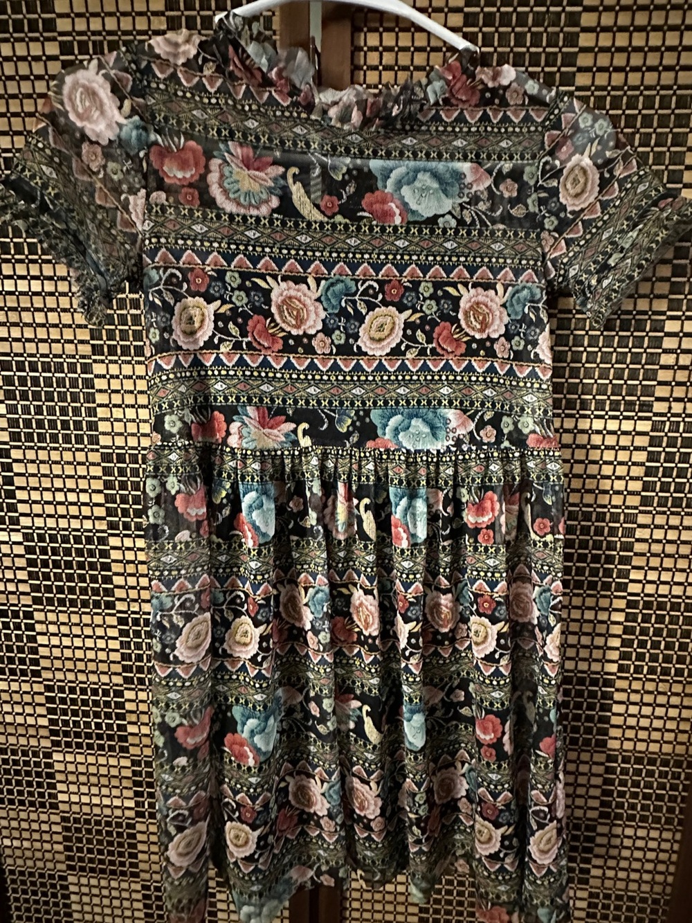 art class Black Floral A-Line Skirt with Multicolor Blooms